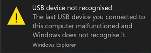 Windows may not be able to load the device driver because it may not have been installed correctly.